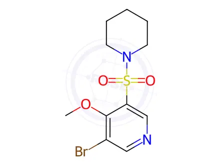 Chemical structure of 3-Bromo-4-methoxy-5-(piperidin-1-ylsulfonyl)pyridine