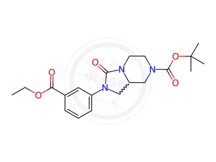 Chemical structure of Imidazo[1,5-a]pyrazine-7(1H)-carboxylic acid, 2-[3-(ethoxycarbonyl)phenyl]hexahydro-3-oxo-, 1,1-dimethylethyl ester