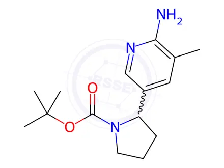 Chemical structure of tert-Butyl 2-(6-amino-5-methylpyridin-3-yl)pyrrolidine-1-carboxylate
