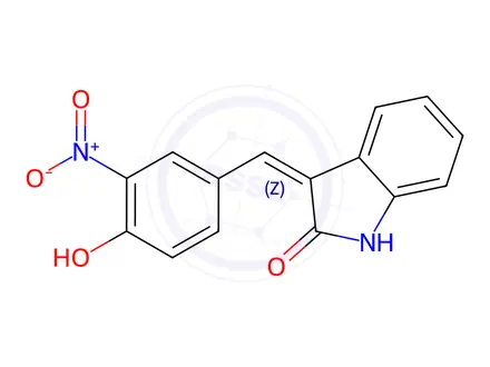 Chemical structure of (3Z)-3-[(4-Hydroxy-3-nitrophenyl)methylidene]-2,3-dihydro-1H-indol-2-one