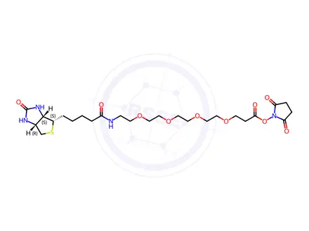 Chemical structure of NHS-PEO4-Biotin