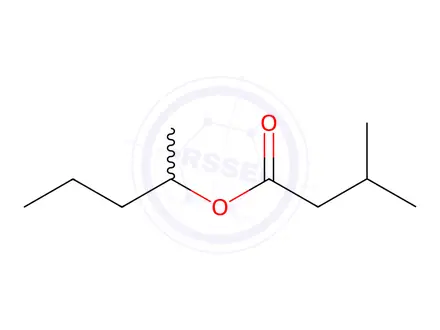 Chemical structure of Butanoic acid, 3-Methyl-, 1-Methylbutyl ester