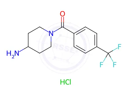 Chemical structure of (4-Aminopiperidin-1-yl)[4-(trifluoromethyl)phenyl]methanone hydrochloride