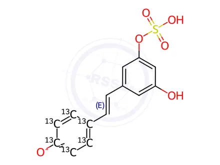 Chemical structure of trans Resveratrol-13C6 3-Sulfate Sodium Salt