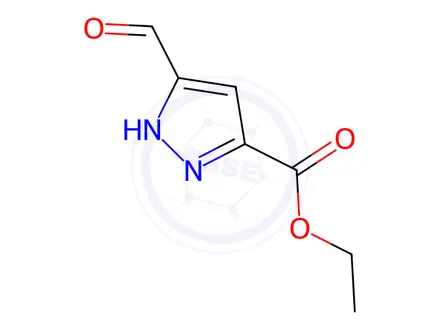 Chemical structure of Ethyl 5-formyl-1H-pyrazole-3-carboxylate