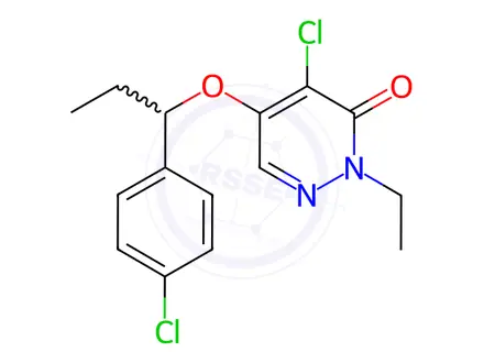 Chemical structure of 4-Chloro-5-(1-(4-chlorophenyl)propoxy)-2-ethylpyridazin-3(2H)-one