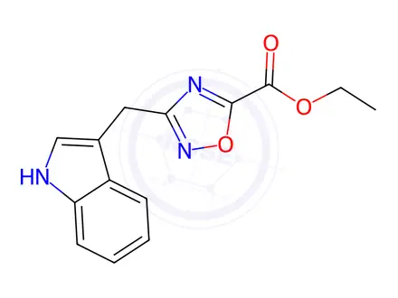 Chemical structure of Ethyl 3-(1H-indol-3-ylmethyl)-1,2,4-oxadiazole-5-carboxylate