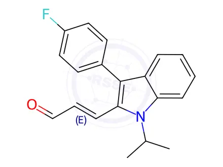 Chemical structure of 1-Isopropyl-2-acrolein-3-(4-fluorophenyl)-indole