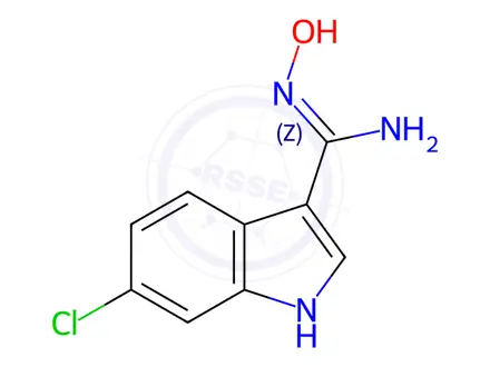 Chemical structure of (Z)-6-chloro-N'-hydroxy-1H-indole-3-carboximidamide