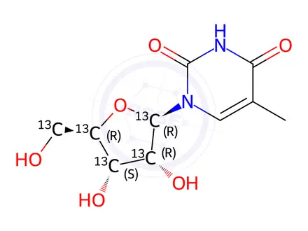 Chemical structure of 5-Methyluridine-1,2,3,4,5 13C5