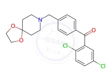 Chemical structure of (4-((1,4-Dioxa-8-azaspiro[4.5]Decan-8-yl)methyl)phenyl)(2,5-dichlorophenyl)methanone
