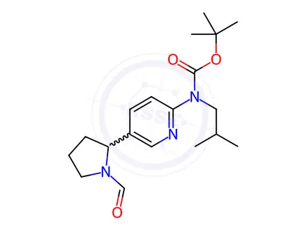 Chemical structure of tert-Butyl (5-(1-formylpyrrolidin-2-yl)pyridin-2-yl)(isobutyl)carbamate