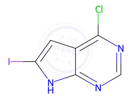 Chemical structure of 4-Chloro-6-iodo-7H-pyrrolo[2,3-d]pyrimidine