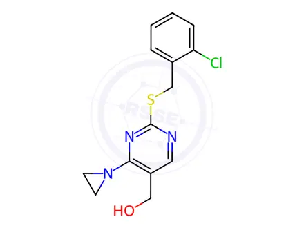 Chemical structure of (4-(Aziridin-1-yl)-2-((2-chlorobenzyl)thio)pyrimidin-5-yl)methanol