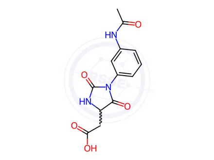 Chemical structure of {1-[3-(Acetylamino)phenyl]-2,5-dioxoimidazolidin-4-yl}acetic acid