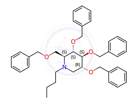 Chemical structure of Miglustat Impurity 3 (Tetrabenzyl Miglustat)