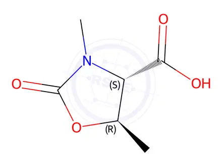 Chemical structure of 4-Oxazolidinecarboxylicacid,3,5-dimethyl-2-oxo-,(4S-trans)-(9CI)