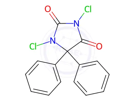 Chemical structure of 1,3-Dichloro-5,5-diphenylimidazolidine-2,4-dione