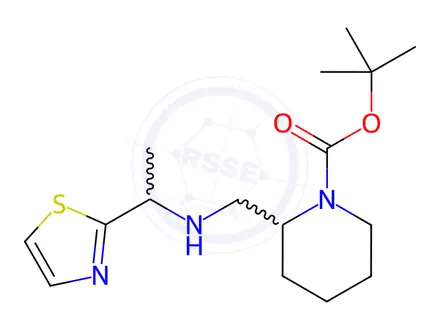 Chemical structure of 2-[(1-Thiazol-2-yl-ethylaMino)-Methyl]-piperidine-1-carboxylic acid tert-butyl ester