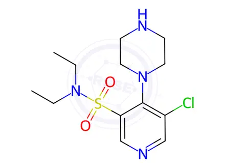 Chemical structure of 5-Chloro-N,N-diethyl-4-(piperazin-1-yl)pyridine-3-sulfonamide
