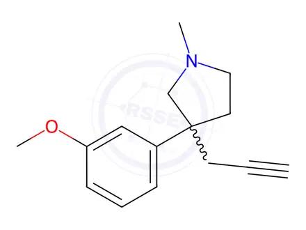 Chemical structure of Pyrrolidine, 3-(m-methoxyphenyl)-1-methyl-3-(2-propynyl)-
