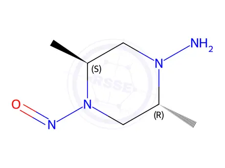 Chemical structure of Piperazine, 1-amino-2,5-dimethyl-4-nitroso-, trans-(8CI)