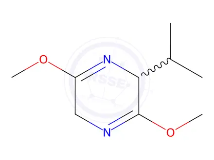Chemical structure of Pyrazine, 2,5-dihydro-3,6-dimethoxy-2-(1-methylethyl)-(9CI)