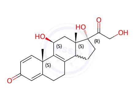 Chemical structure of (11beta)-11,17,21-Trihydroxy-pregna-1,4,8-triene-3,20-dione