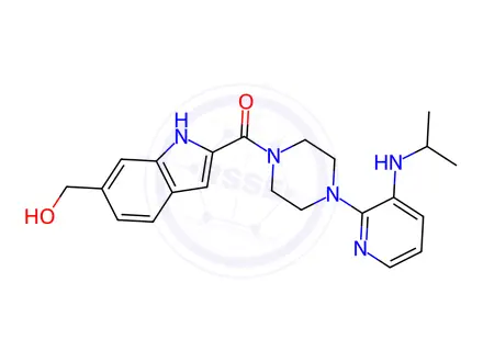 Chemical structure of Piperazine, 1-[[6-(hydroxymethyl)-1H-indol-2-yl]carbonyl]-4-[3-[(1-met hylethyl)amino]-2-pyridinyl]-