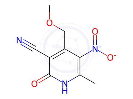 Chemical structure of 1,2-Dihydro-4-(methoxymethyl)-6-methyl-5-nitro-2-oxonicotinonitrile