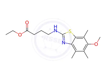 Chemical structure of Butanoic acid, 4-[(6-methoxy-4,5,7-trimethyl-2-benzothiazolyl)amino]-, ethyl ester