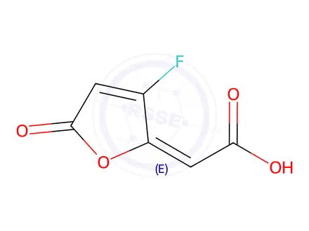 Chemical structure of Acetic acid, (3-fluoro-5-oxo-2(5H)-furanylidene)-(9CI)