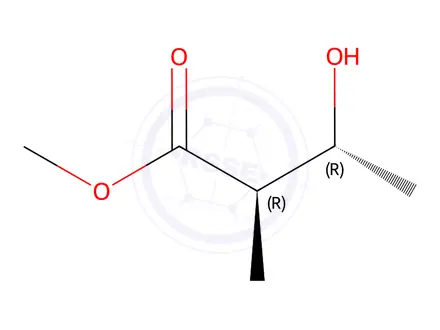 Chemical structure of Butanoic acid, 3-hydroxy-2-methyl-, methyl ester, (2R,3R)-