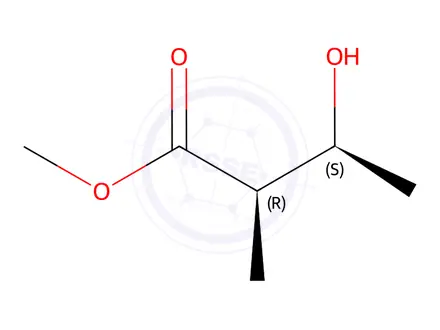 Chemical structure of Butanoic acid, 3-hydroxy-2-methyl-, methyl ester, (2R,3S)-