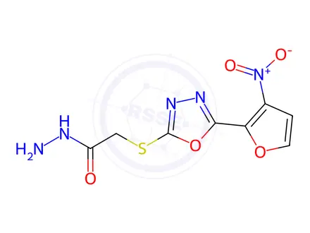 Chemical structure of (5-(nitro-2-furyl)-1,3,4-oxadiazol-2-ylthio)acethydrazide