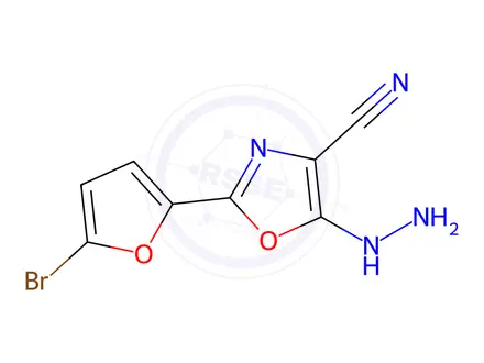 Chemical structure of 2-(5-Bromofuran-2-yl)-5-hydrazinyloxazole-4-carbonitrile