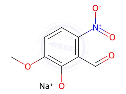 Chemical structure of Benzaldehyde, 2-hydroxy-3-methoxy-6-nitro-, sodium salt