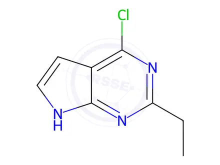 Chemical structure of 7H-Pyrrolo[2,3-d]pyrimidine, 4-chloro-2-ethyl-