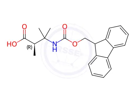 Chemical structure of Butanoic acid, 3-[[(9H-fluoren-9-ylmethoxy)carbonyl]amino]-2,3-dimethyl-, (2R)-