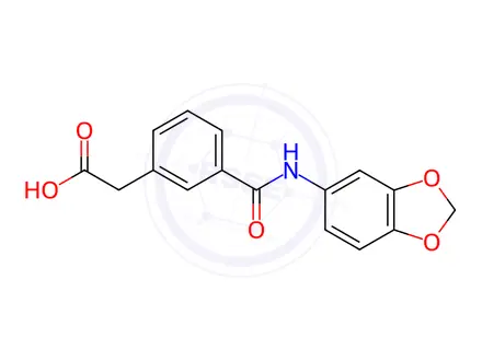 Chemical structure of 2-{3-[(1,3-benzodioxol-5-ylamino)carbonyl]phenyl}acetic acid