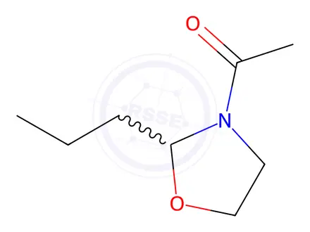 Chemical structure of Oxazolidine, 3-acetyl-2-propyl-(9CI)
