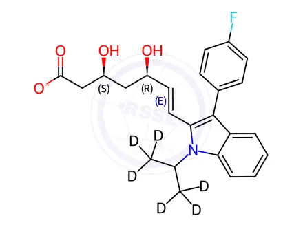 Chemical structure of (3S,5R)-Fluvastatin-D6 Sodium Salt