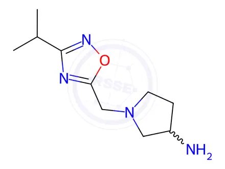 Chemical structure of 1-((3-Isopropyl-1,2,4-oxadiazol-5-yl)methyl)pyrrolidin-3-amine