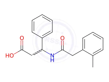 Chemical structure of 3-[2-(2-methylphenyl)acetamido]-3-phenylpropanoic acid
