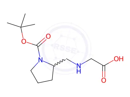 Chemical structure of 2-(((1-(tert-Butoxycarbonyl)pyrrolidin-2-yl)methyl)amino)acetic acid