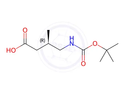 Chemical structure of Butanoic acid, 4-[[(1,1-dimethylethoxy)carbonyl]amino]-3-methyl-, (3R)-(9CI)