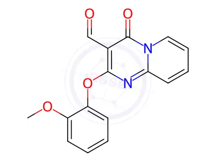 Chemical structure of 2-(2-Methoxyphenoxy)-4-oxo-4H-pyrido[1,2-a]pyrimidine-3-carbaldehyde