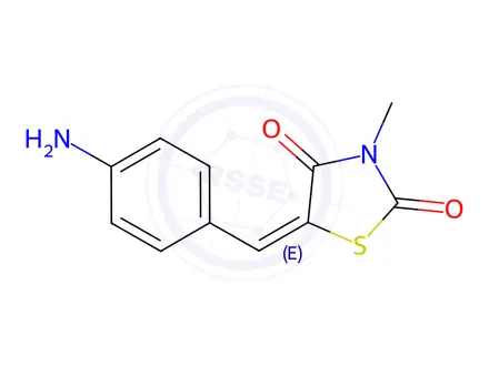 Chemical structure of (5E)-5-[(4-Aminophenyl)methylidene]-3-methyl-1,3-thiazolidine-2,4-dione