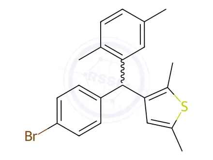 Chemical structure of 3-((4-Bromophenyl)(2,5-dimethylphenyl)methyl) -2,5-dimethylthiophene