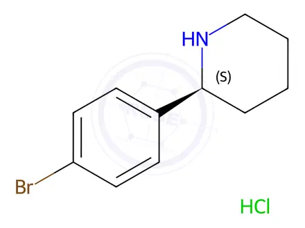 Chemical structure of Piperidine, 2-(4-bromophenyl)-, hydrochloride (1:1), (2S)-